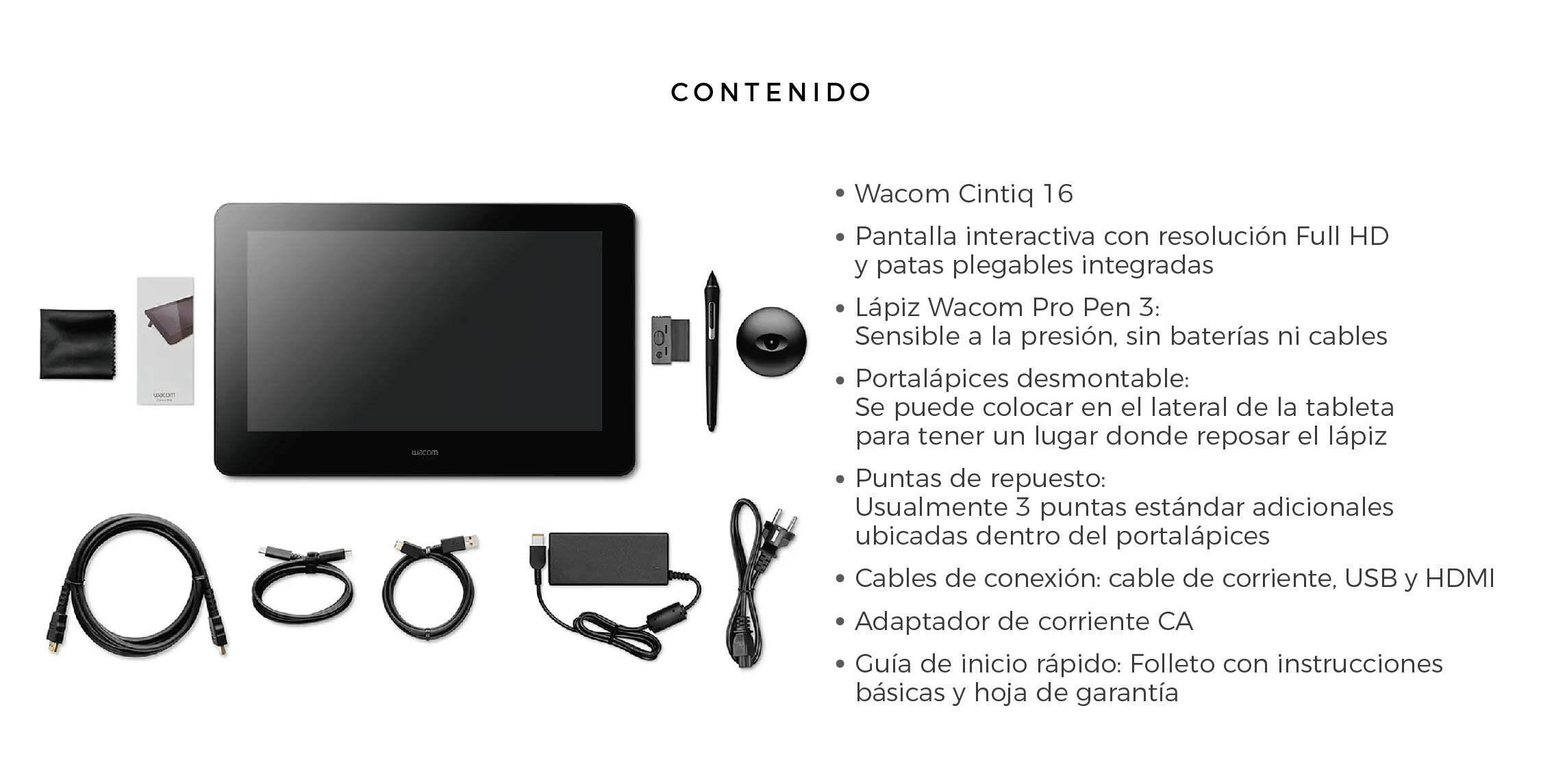 Contenido Monitor Interactivo Wacom Cintiq 16